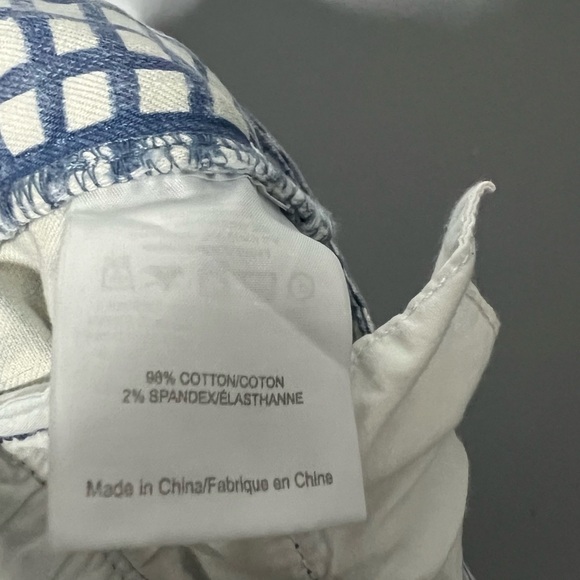 Tory Burch Crop Ankle Pants Blue Haven Canvas White Check Grid Side Zip Size 26 - Picture 9 of 9